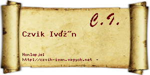 Czvik Iván névjegykártya